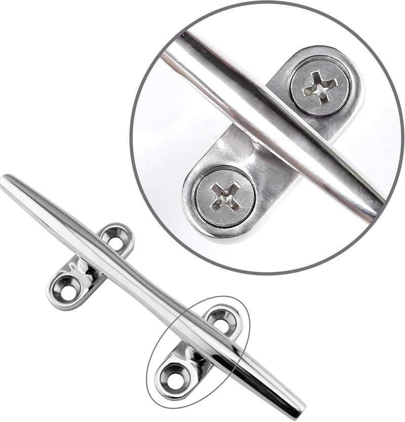 MEMUME Store Stainless Steel Boat Dock Cleats 4"/5"/6"/8"/10" Open Base, Marine Grade 316 SS, Rope Cleat, Tie Down, Mooring Accessories with Screws for Boat, Pontoon, Yacht, Deck - Image 3
